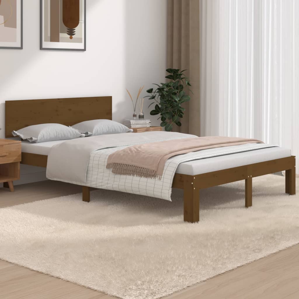 Bed frame without mattress honey brown 120x190 cm