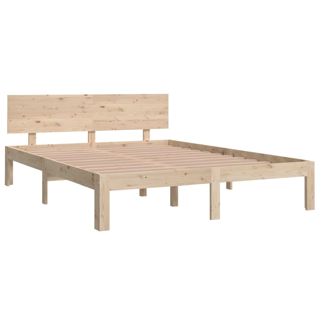 Cadre de lit sans matelas bois de pin massif 140x190 cm