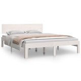 Bed frame without mattress white solid pine wood 140x190 cm