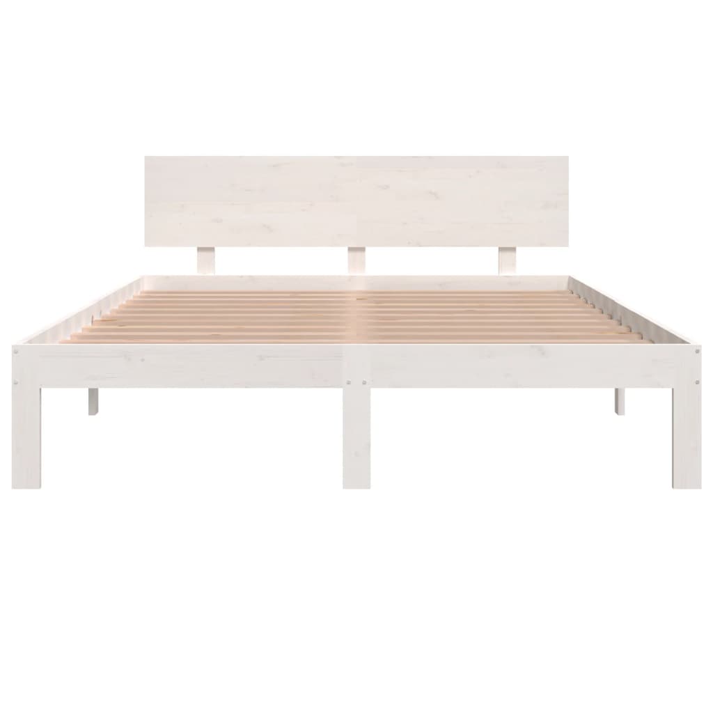 Bed frame without mattress white solid pine wood 140x190 cm