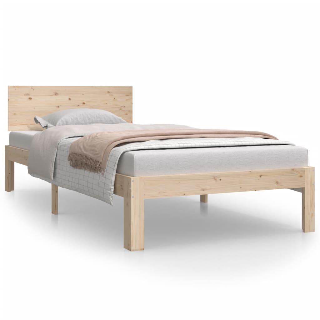 Bed frame without mattress solid pine wood 90x200 cm