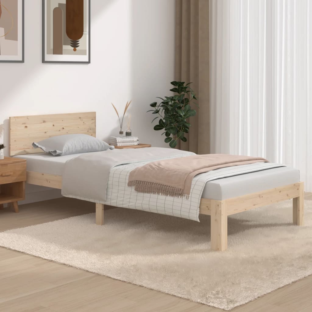 Bed frame without mattress solid pine wood 90x200 cm