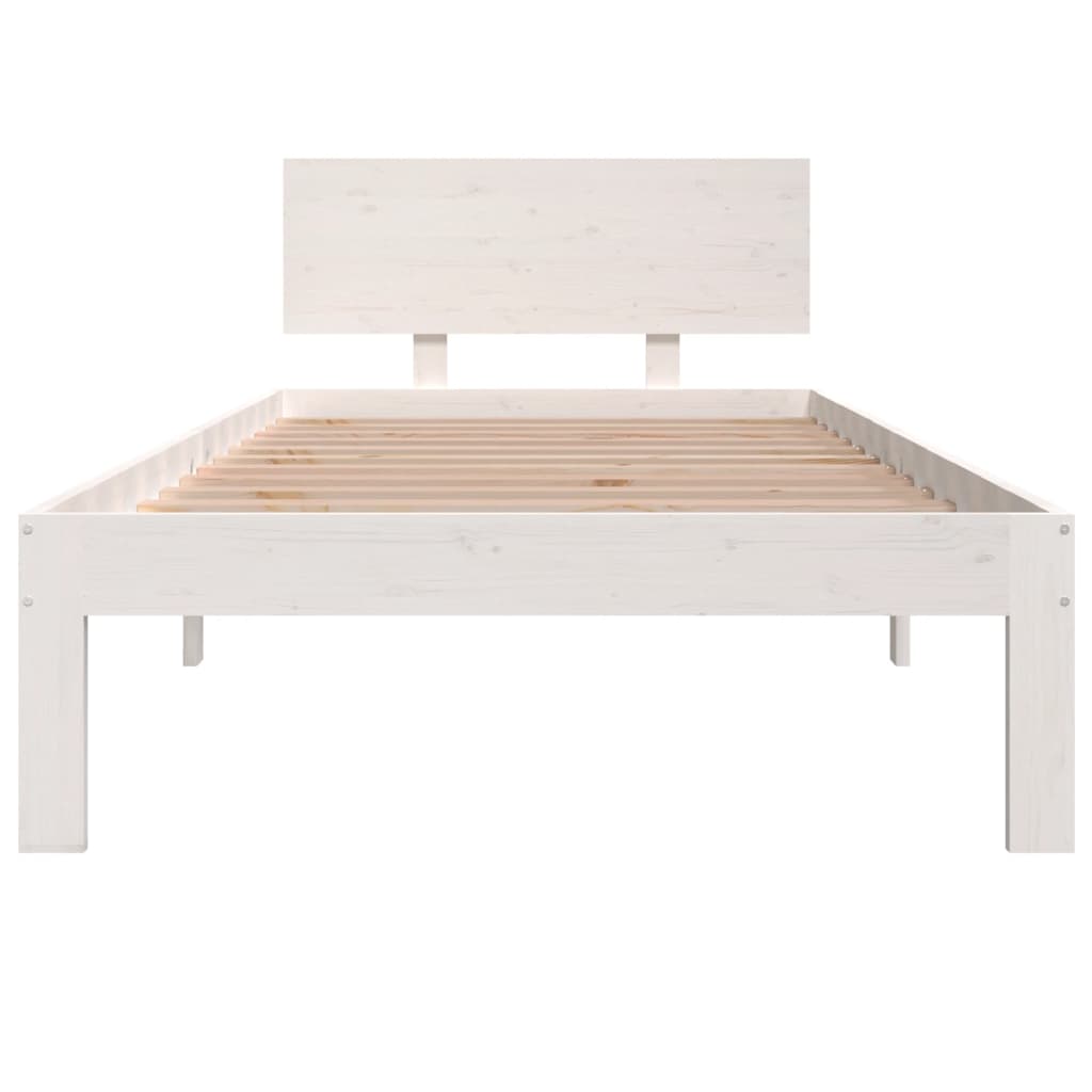 Cadre de lit sans matelas blanc bois de pin massif 90x200 cm