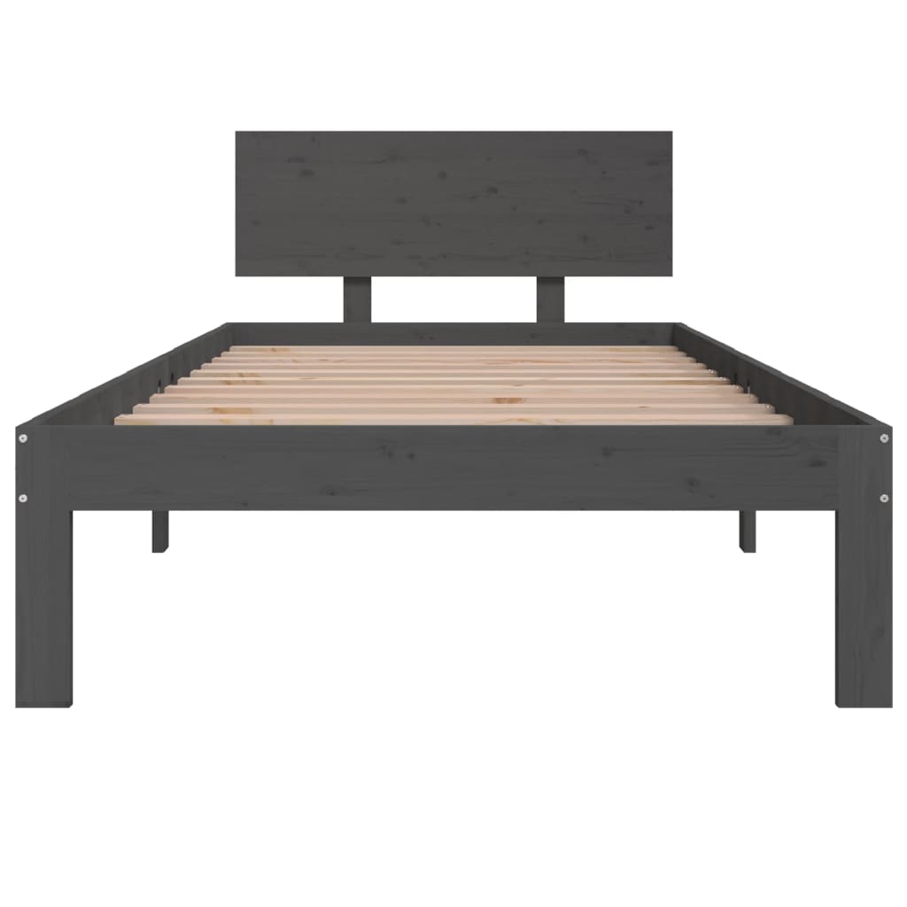 Bed frame without mattress gray solid pine wood 90x200 cm