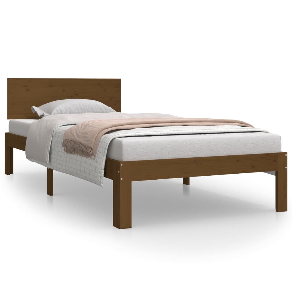 Bed frame without mattress Honey brown Solid pine wood 90x200 cm