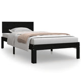 Bed frame without mattress black solid pine wood 90x200 cm