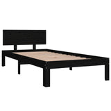 Bed frame without mattress black solid pine wood 90x200 cm