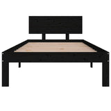 Bed frame without mattress black solid pine wood 90x200 cm