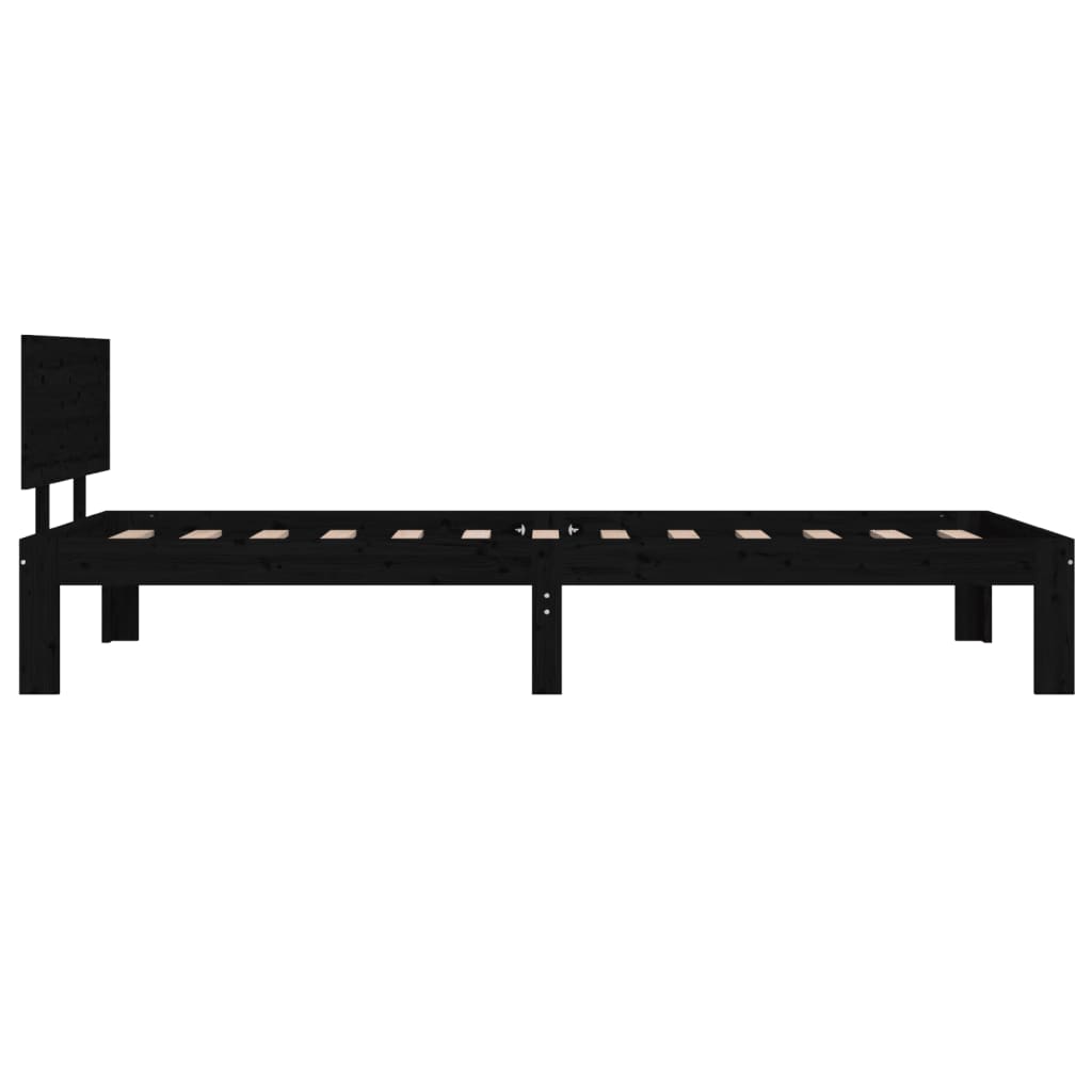 Bed frame without mattress black solid pine wood 90x200 cm