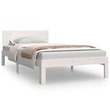 Bed frame without mattress white solid pine wood 100x200 cm