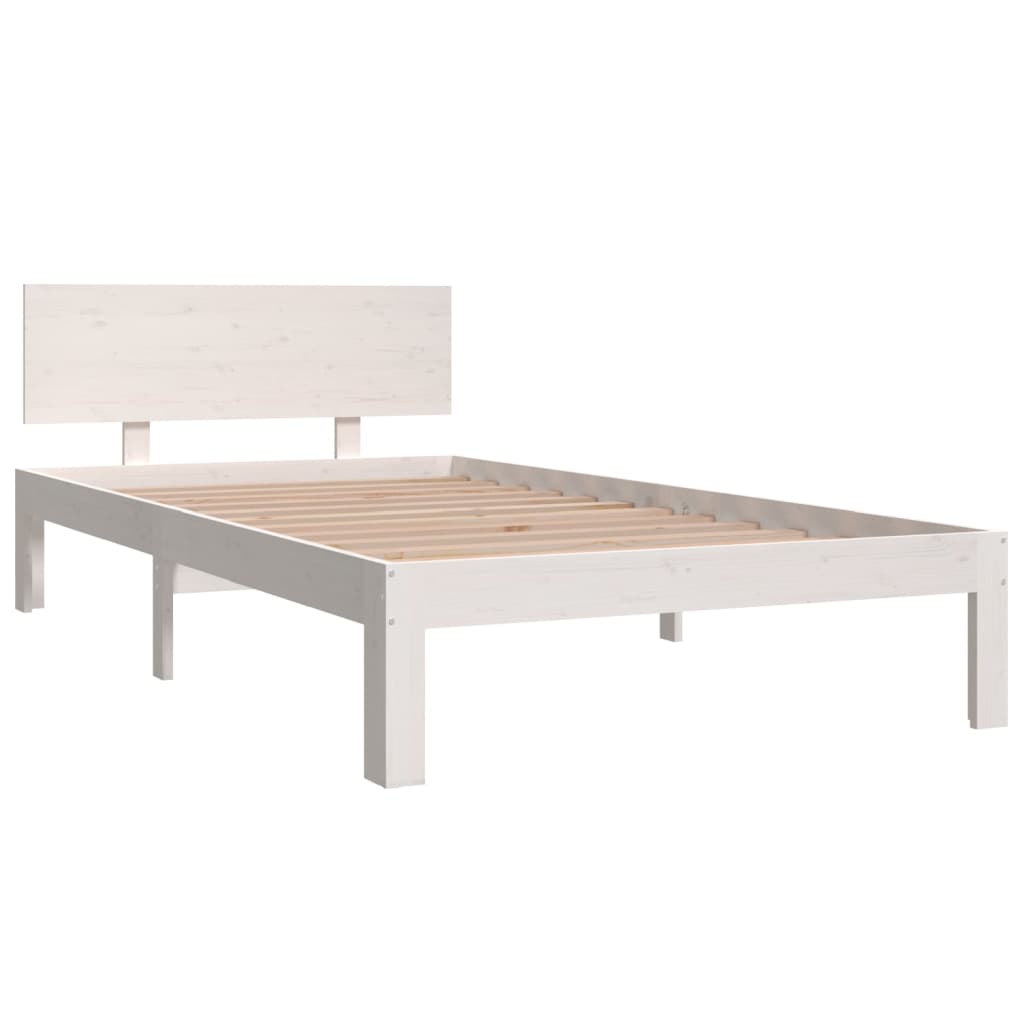 Bed frame without mattress white solid pine wood 100x200 cm