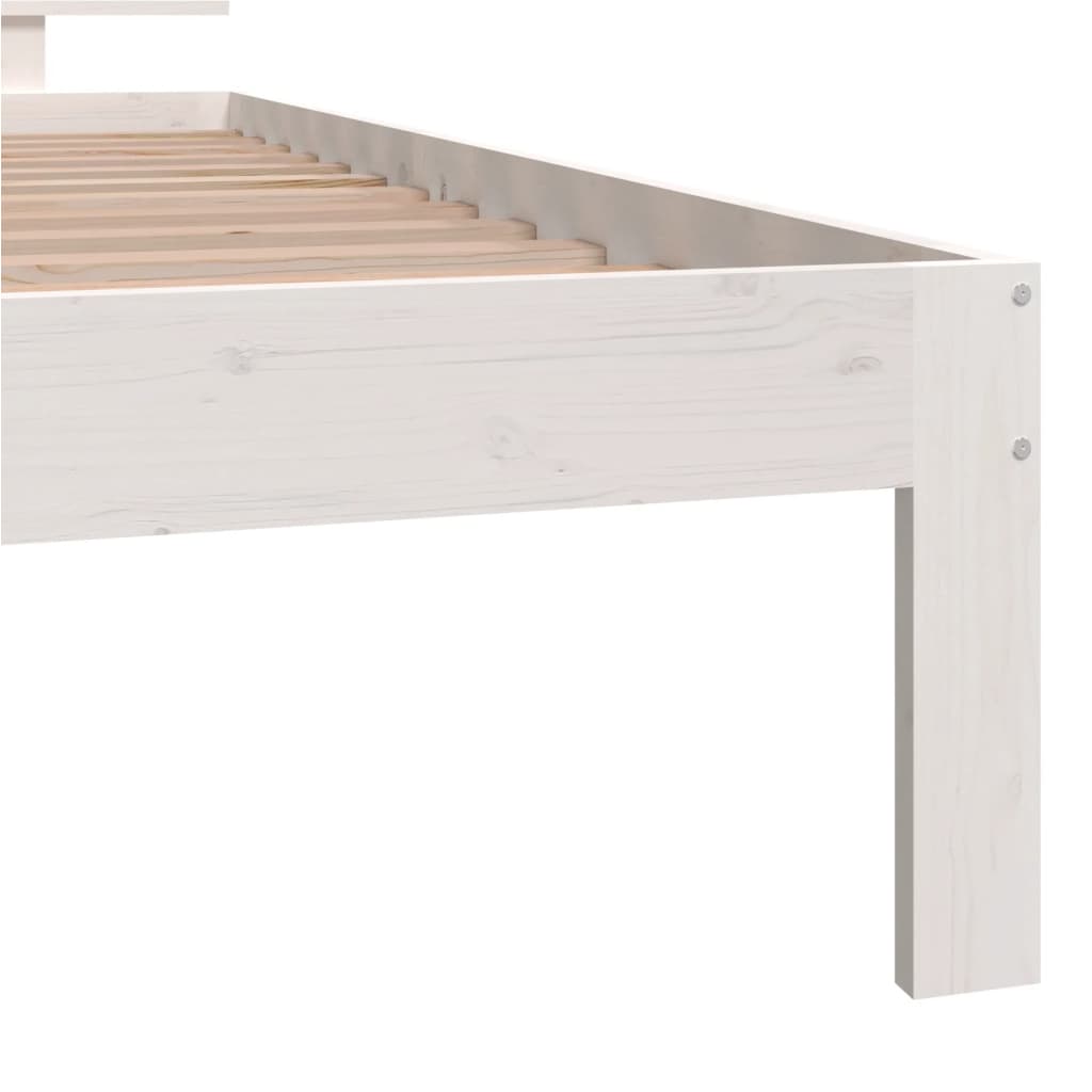 Bed frame without mattress white solid pine wood 100x200 cm