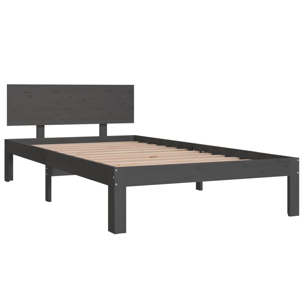 Bed frame without mattress solid gray pine wood 100x200 cm