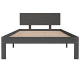 Cadre de lit sans matelas bois massif de pin gris 100x200 cm