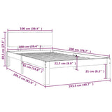 Bed frame without mattress solid gray pine wood 100x200 cm