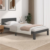 Cadre de lit sans matelas bois massif de pin gris 100x200 cm