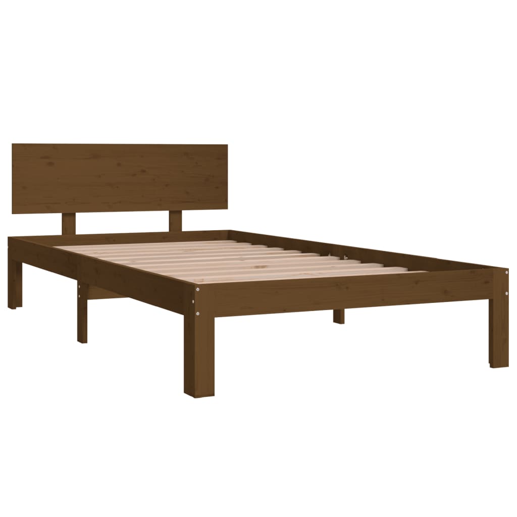 Cadre de lit sans matelas marron miel pin massif 100x200 cm