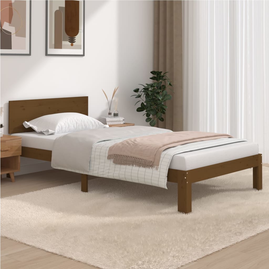 Cadre de lit sans matelas marron miel pin massif 100x200 cm