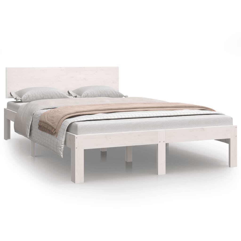 Bed frame without mattress white solid pine wood 120x200 cm