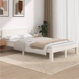 Bed frame without mattress white solid pine wood 120x200 cm