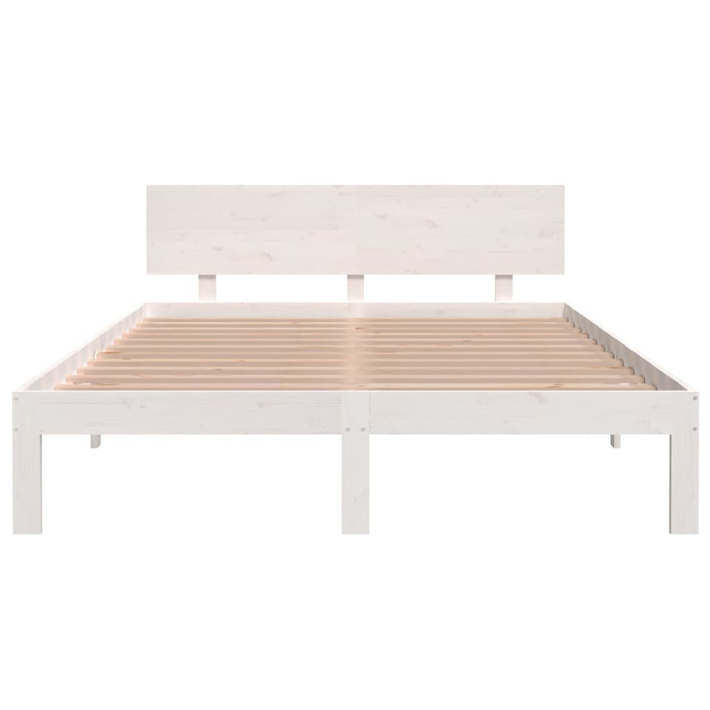 Bed frame without mattress white solid pine wood 140x200 cm