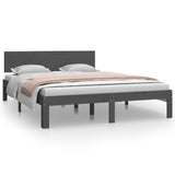 Cadre de lit sans matelas bois massif de pin gris 140x200 cm