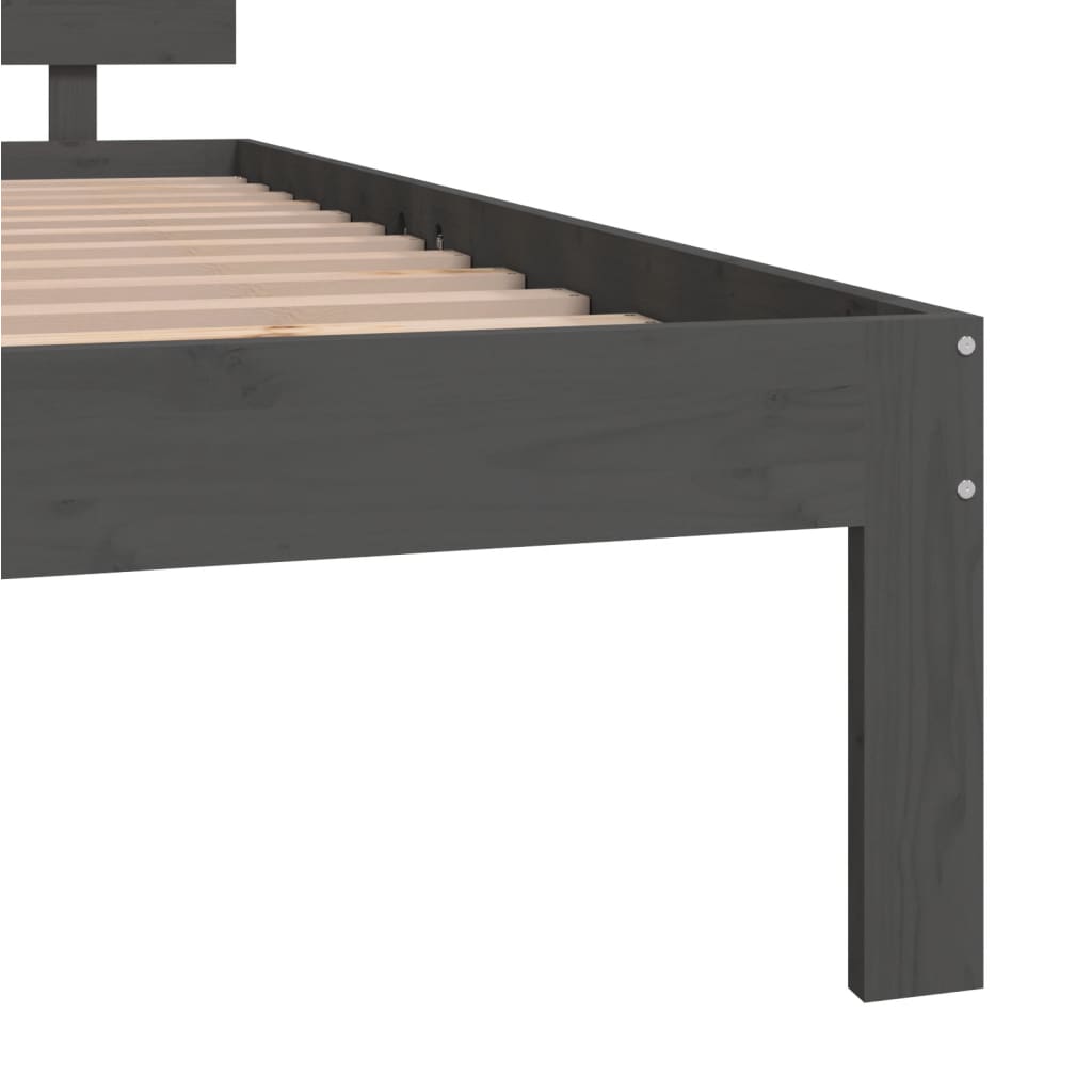 Cadre de lit sans matelas bois massif de pin gris 140x200 cm