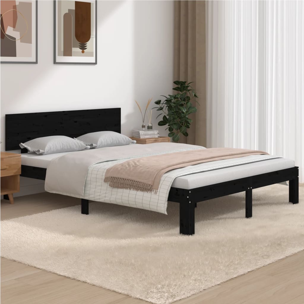 Bed frame without mattress black 150x200 cm