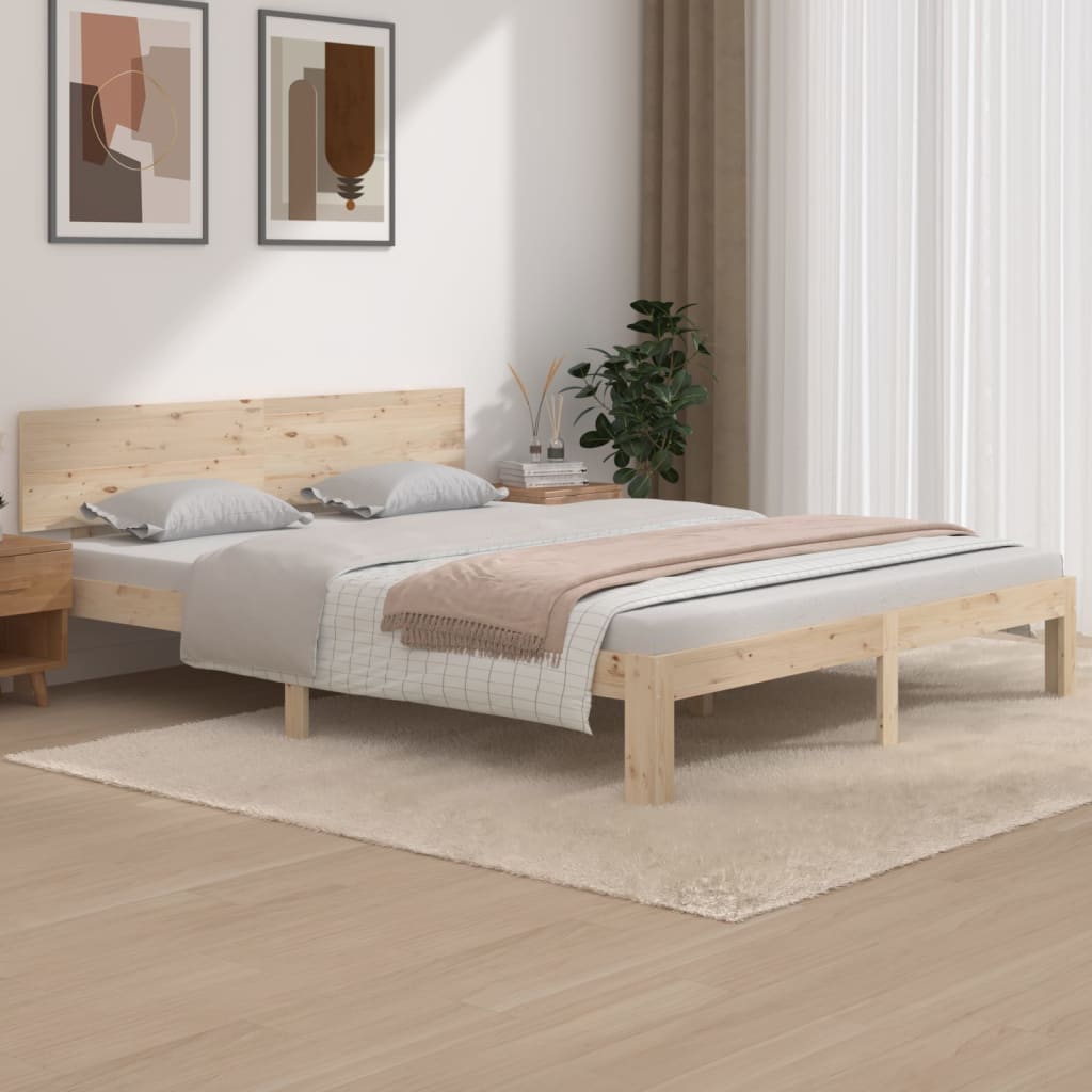 Bed frame without mattress solid pine wood 160x200 cm