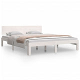 Bed frame without mattress white solid pine wood 160x200 cm