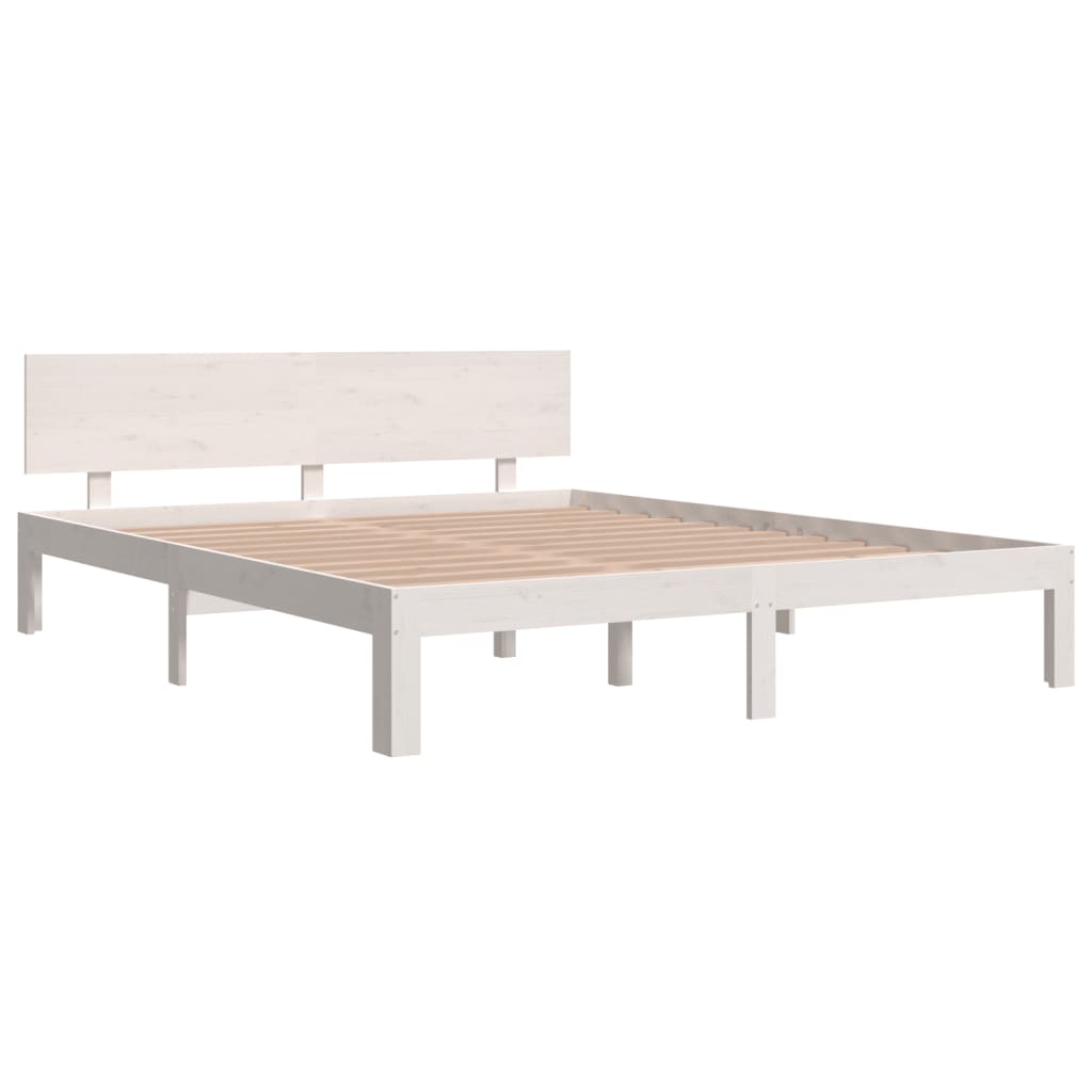 Bed frame without mattress white solid pine wood 160x200 cm