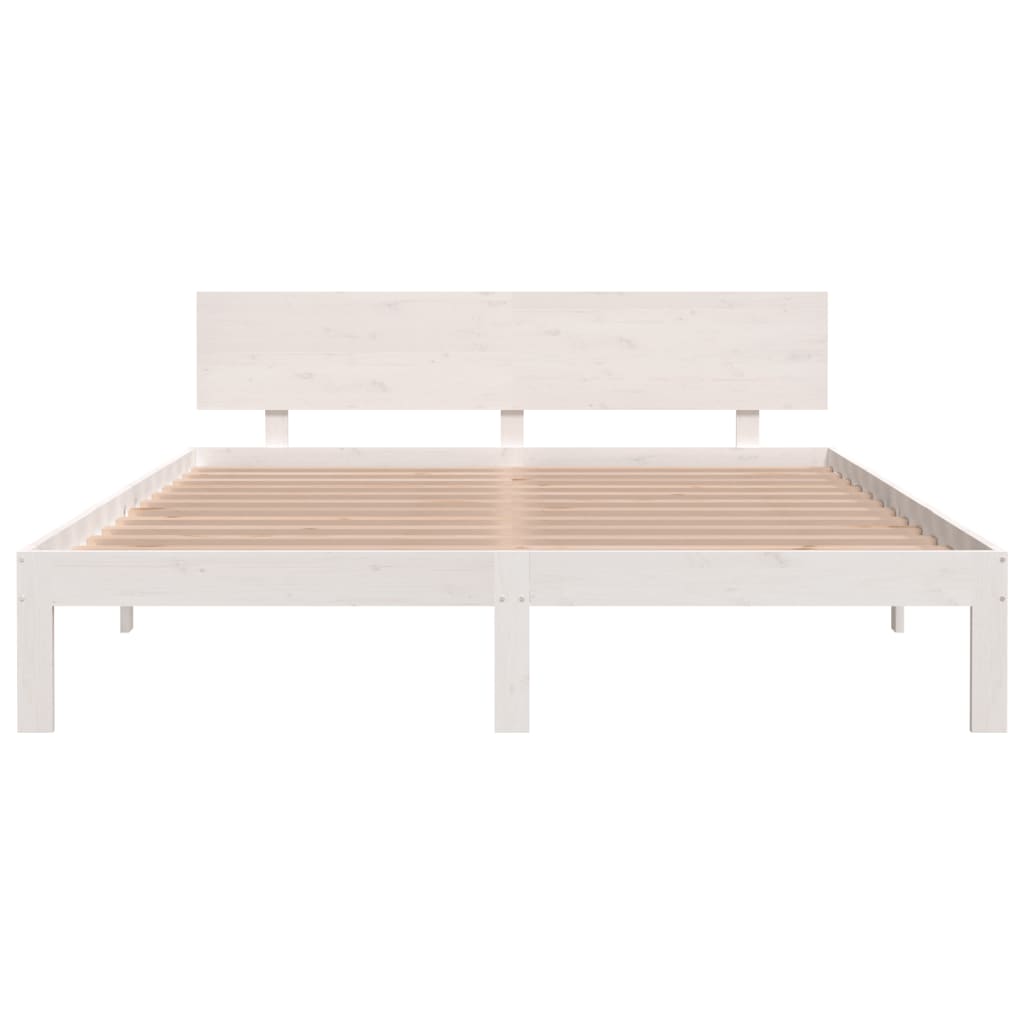 Bed frame without mattress white solid pine wood 160x200 cm