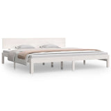 Bed frame without mattress white solid pine wood 200x200 cm