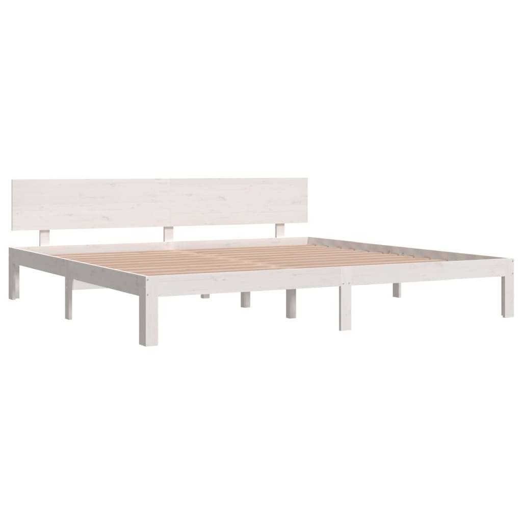 Bed frame without mattress white solid pine wood 200x200 cm