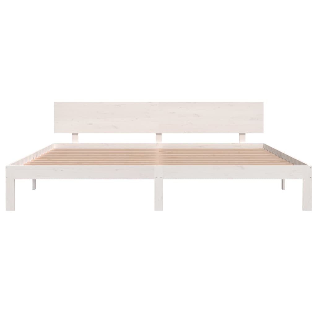 Bed frame without mattress white solid pine wood 200x200 cm