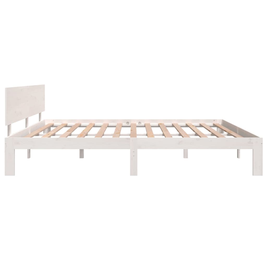 Bed frame without mattress white solid pine wood 200x200 cm