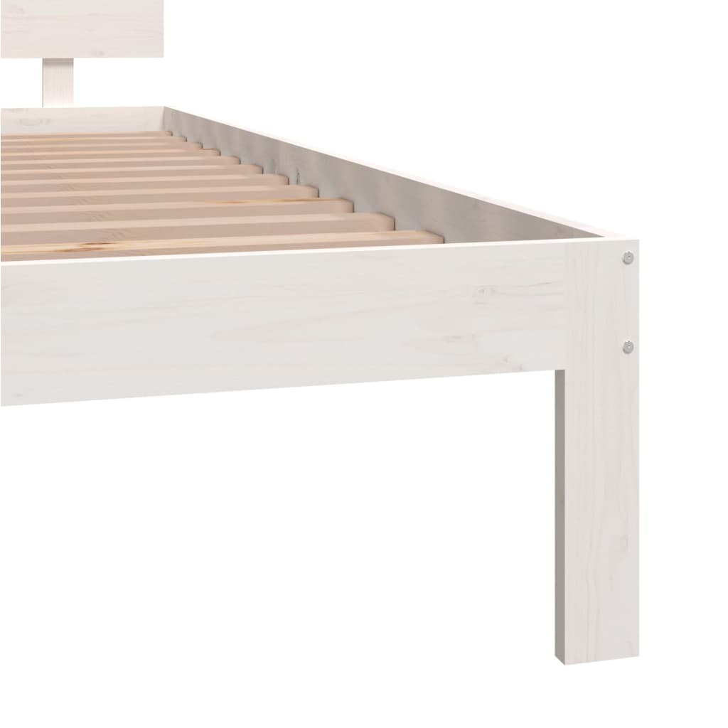 Bed frame without mattress white solid pine wood 200x200 cm