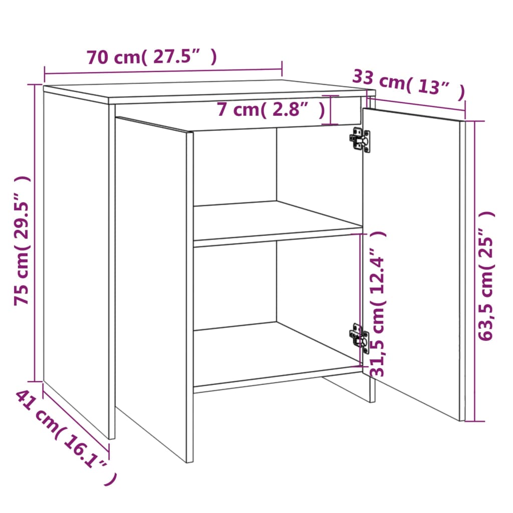 Buffets 2 pcs Blanc Bois d'ingénierie