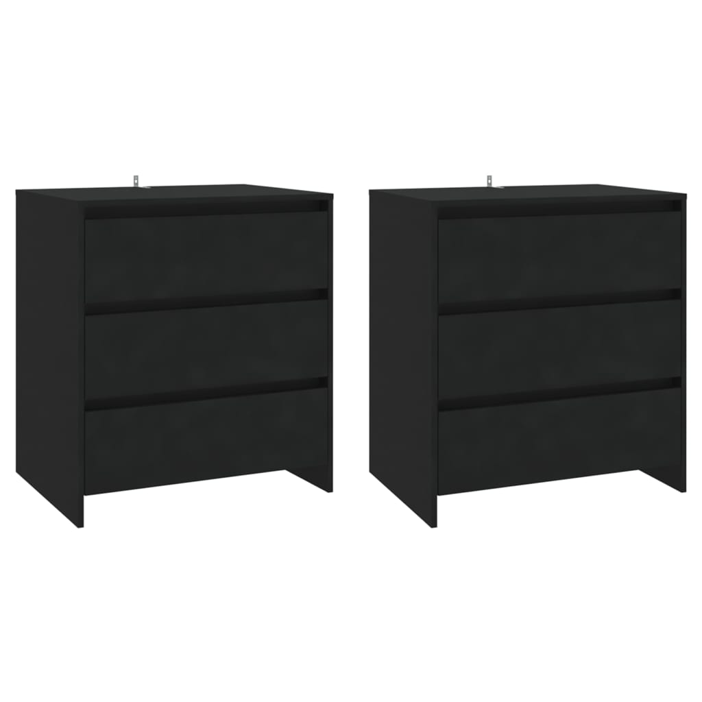 Buffets 3 pcs Noir Bois d'ingénierie