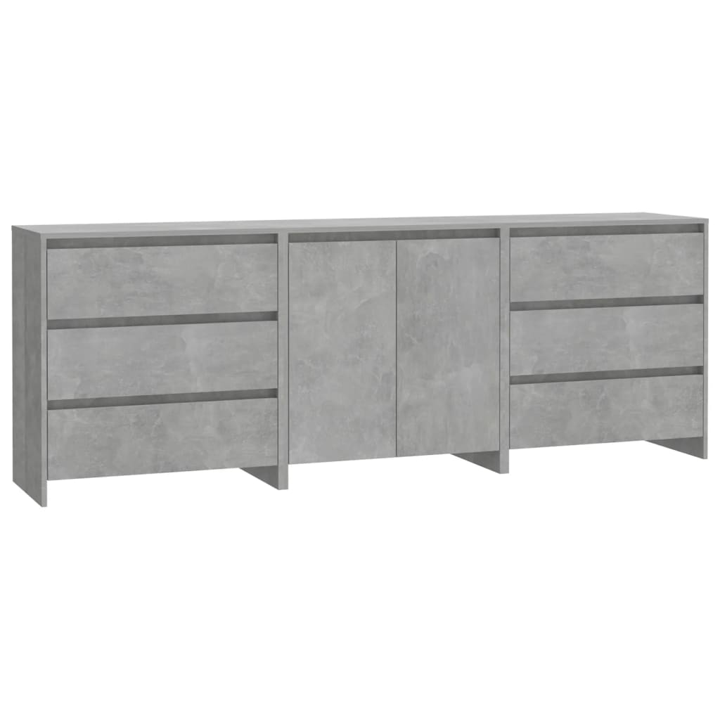 Buffets 3 pcs Gris béton Bois d'ingénierie