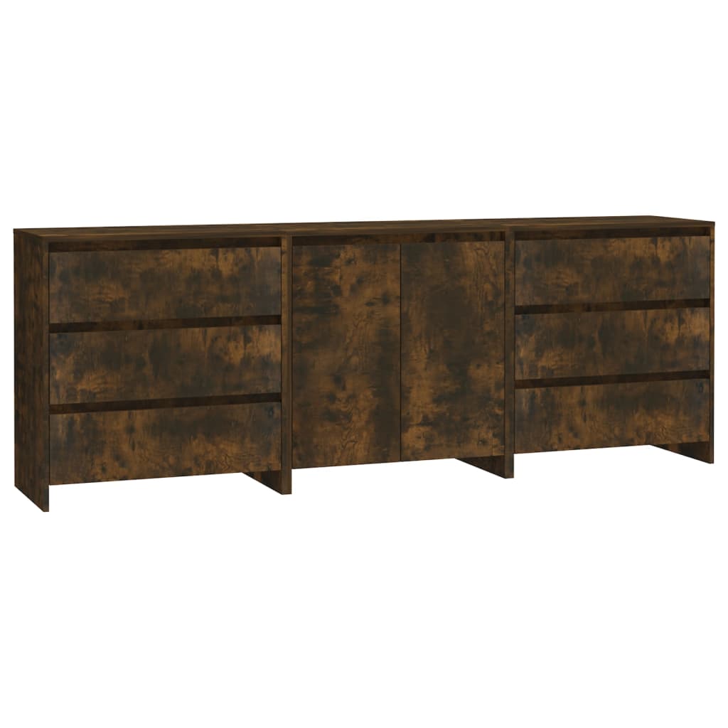 Buffets 3 pcs Chêne fumé Bois d'ingénierie