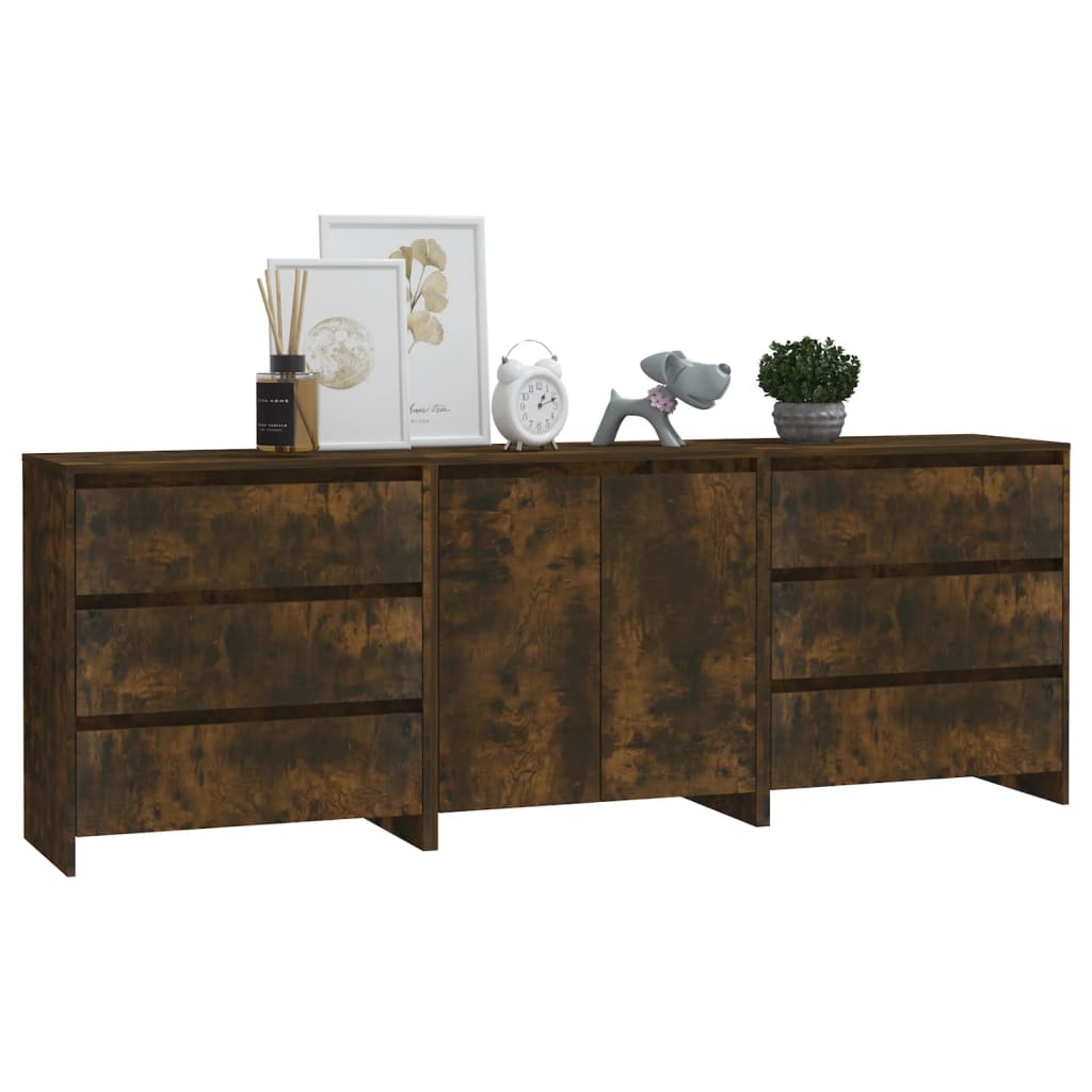 Buffets 3 pcs Chêne fumé Bois d'ingénierie