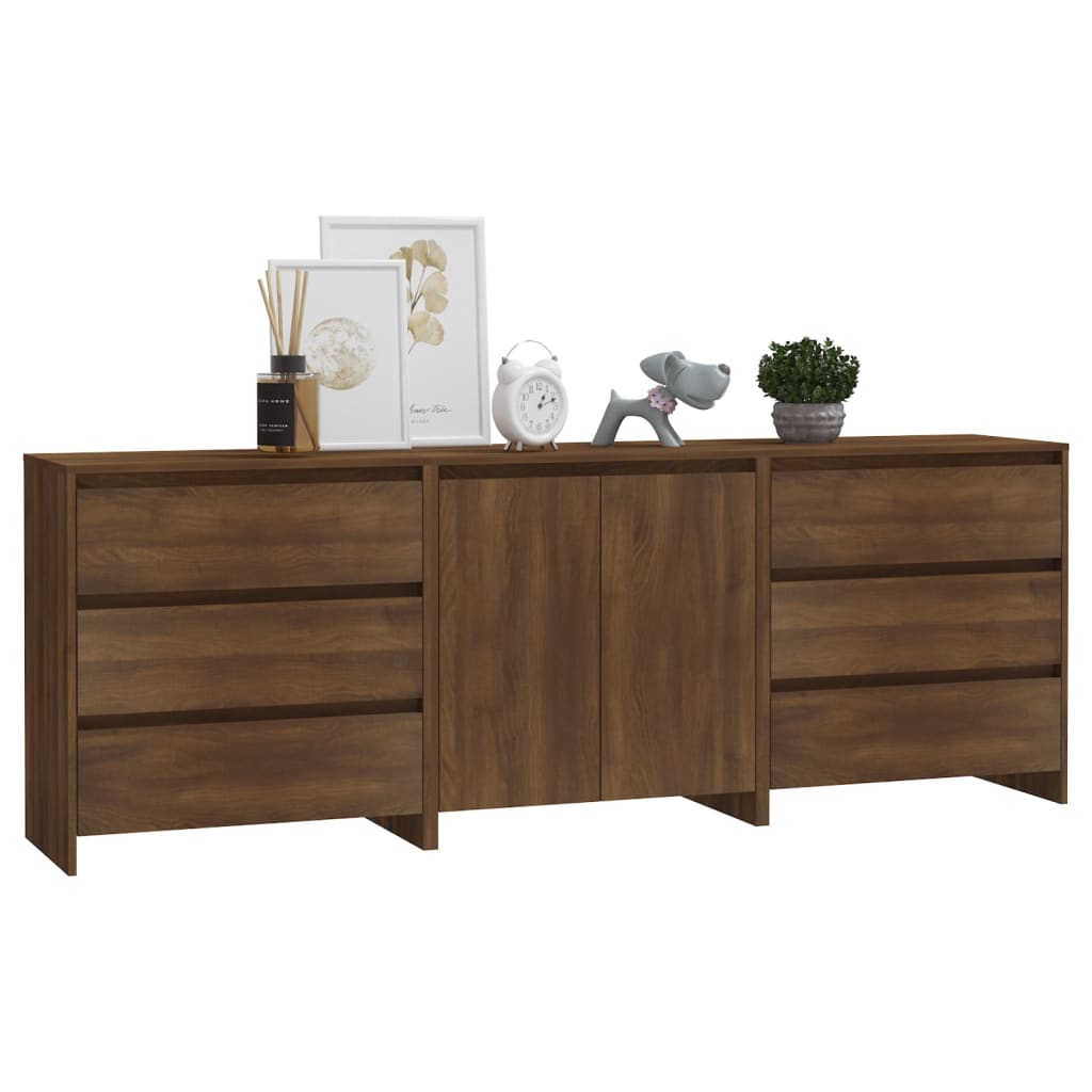 Sideboards 3 Stk. Braune Eiche, Holzwerkstoff