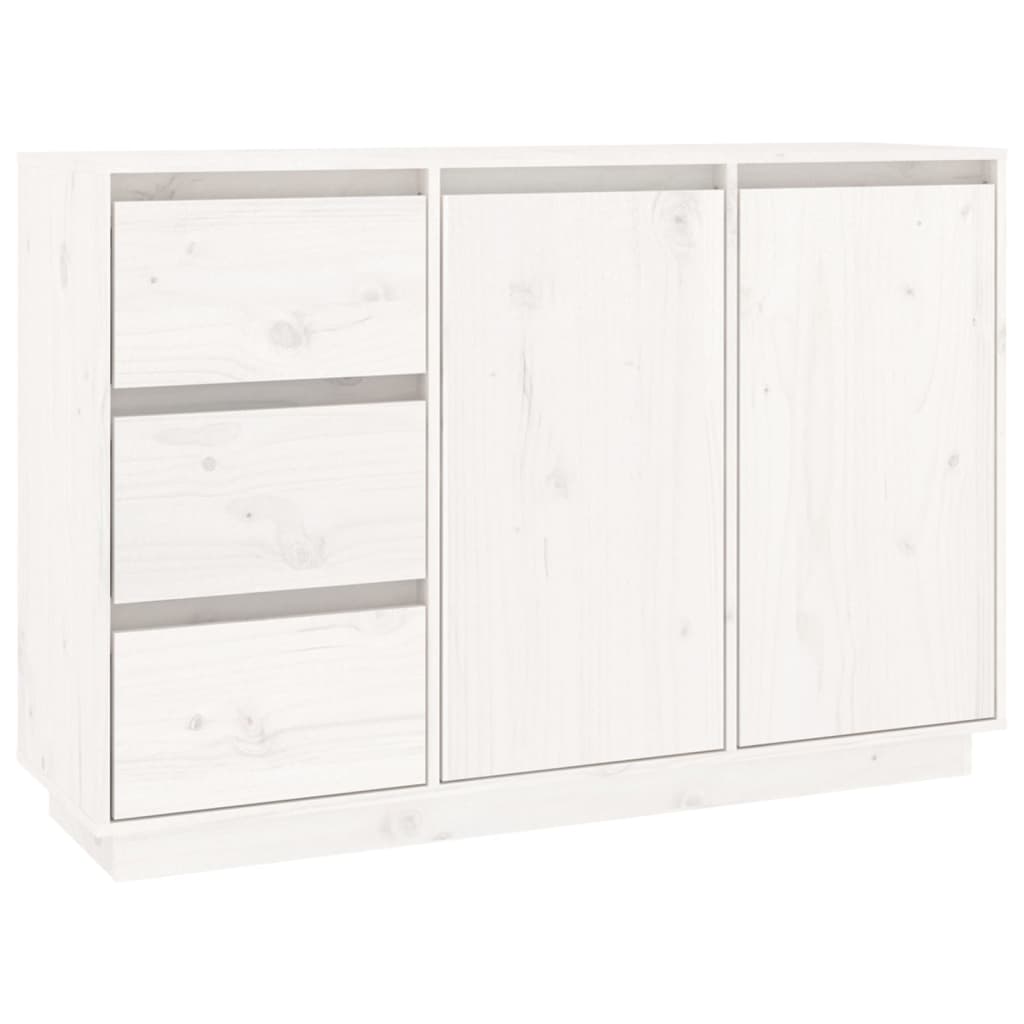 White Sideboard 111x34x75 cm Solid Pine Wood