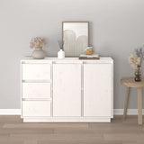 White Sideboard 111x34x75 cm Solid Pine Wood