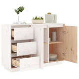 Buffet Blanc 111x34x75 cm Bois massif de pin