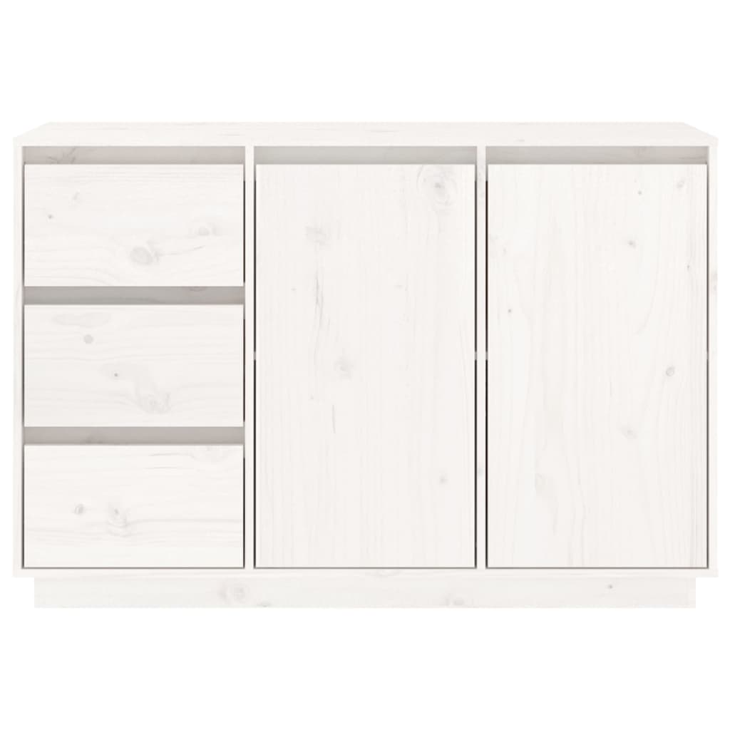 White Sideboard 111x34x75 cm Solid Pine Wood