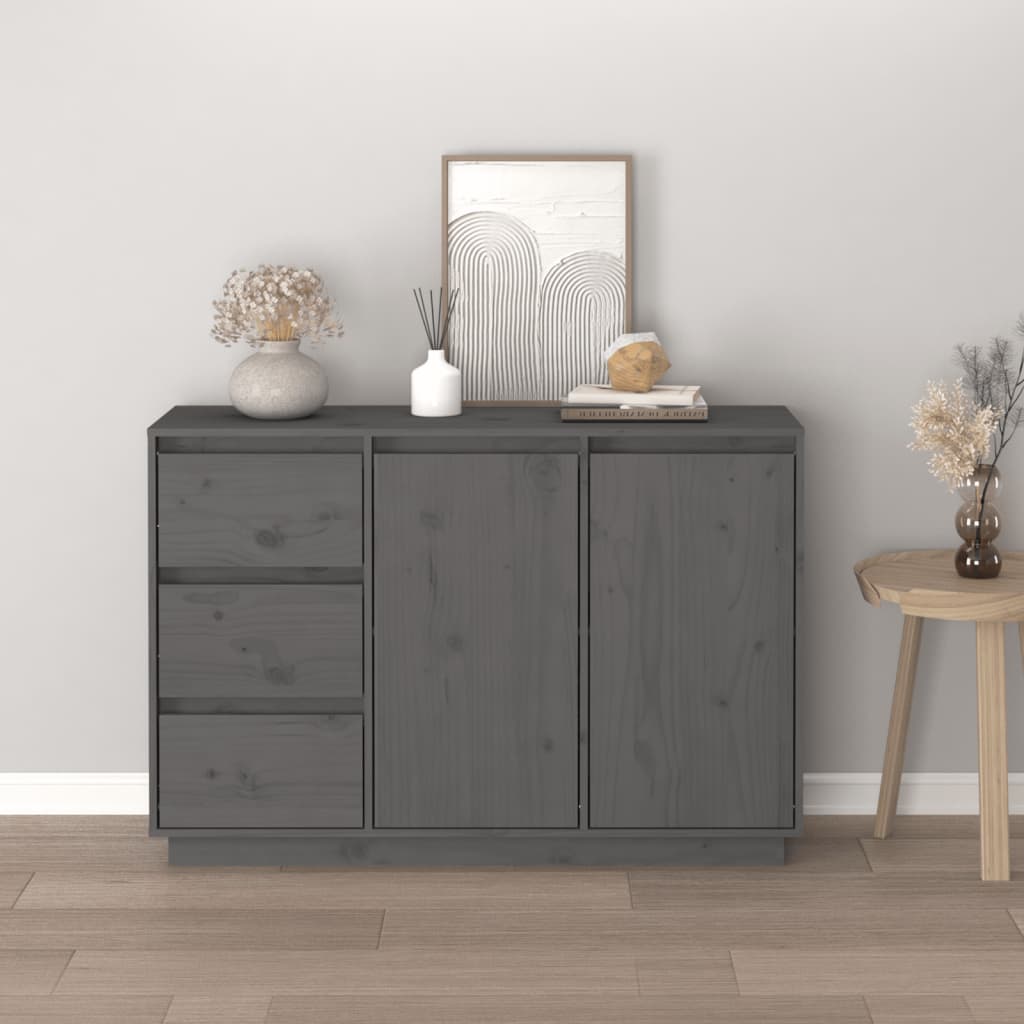 Grey Sideboard 111x34x75 cm Solid pine wood