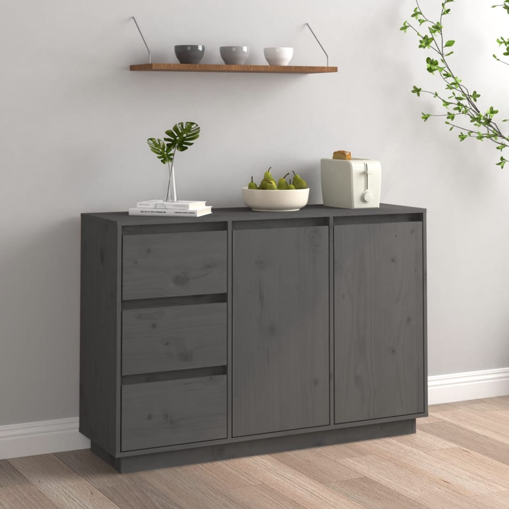 Grey Sideboard 111x34x75 cm Solid pine wood