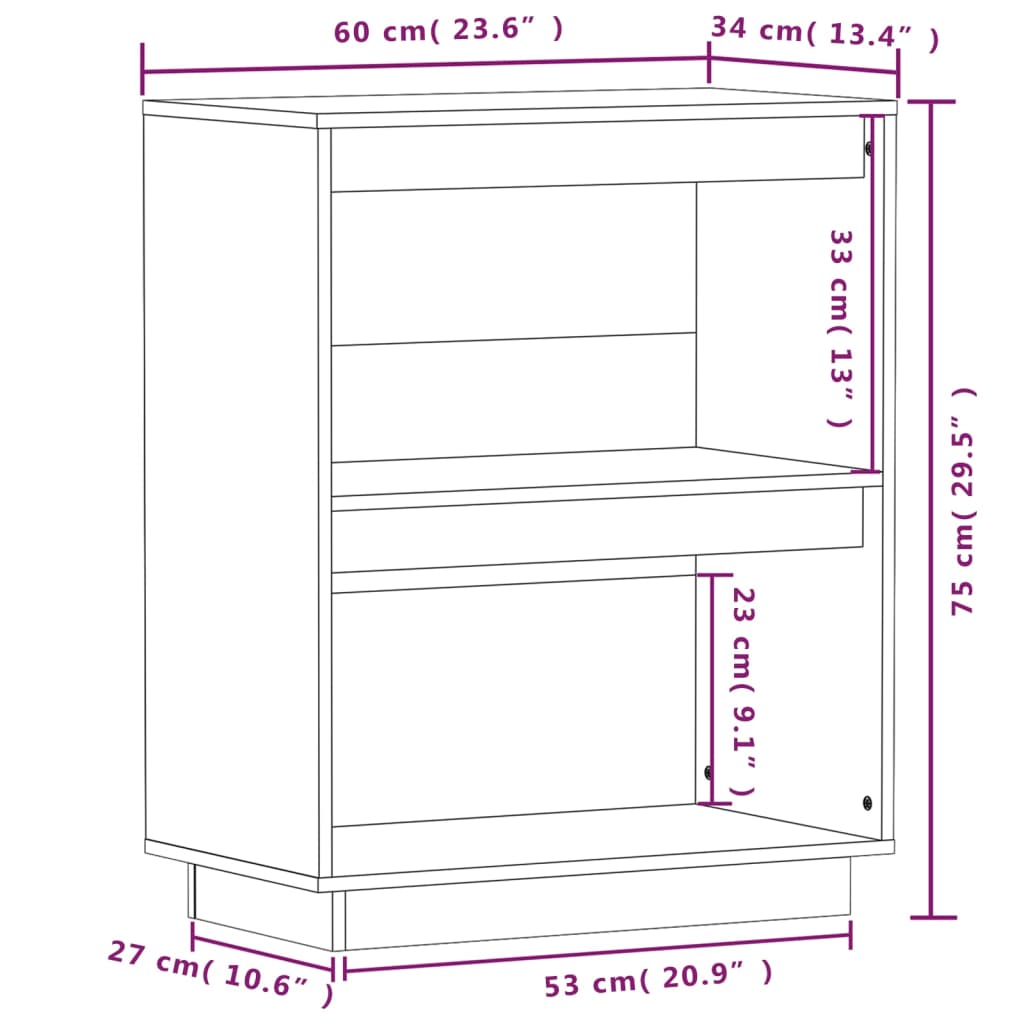 Console cabinet 60x34x75 cm Solid pine wood